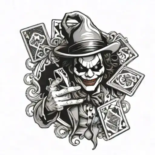 Joker With Cards And Gun And Hahahaha