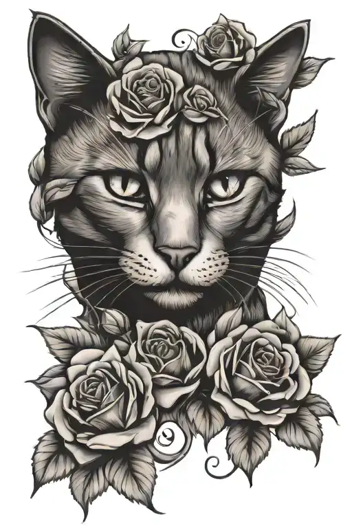 Cat With Roses