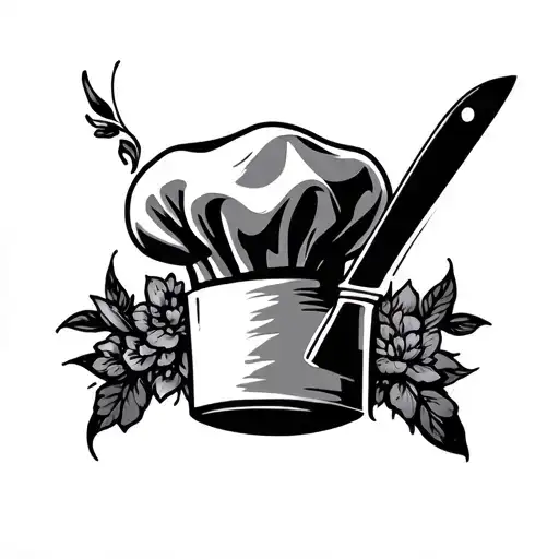 Chef Hat And Knife Surrounded