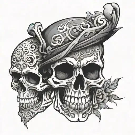 Skull Bones Face Surrounded