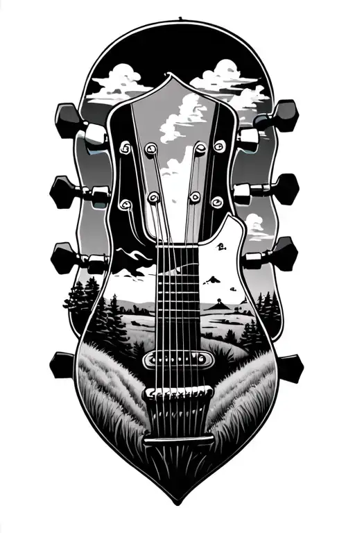 Guitar Neck Country Landscape