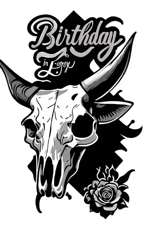 Arm Sleeve With 4 Places For Birthdays Western Bull Skull