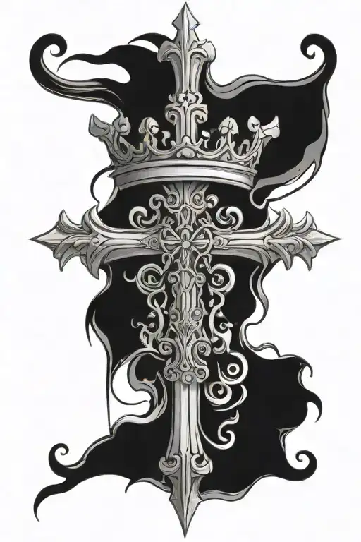 A Cross With A Crown Hanging