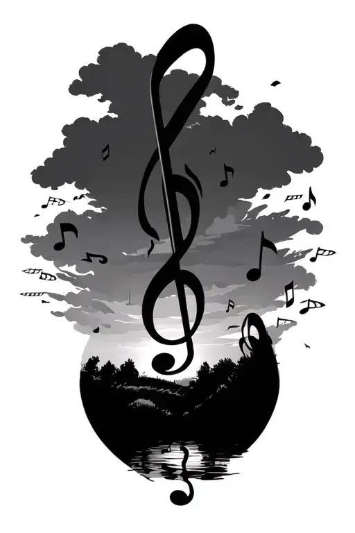 Music Notes Floating Farm Scene