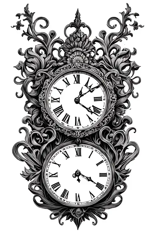 Filigree Design With Clock Embedded