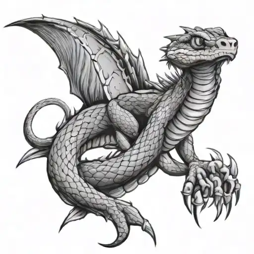 Snake Cute With Spikes Like A Dragon In Flames Coming