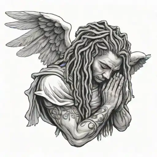 Male Angel Praying With Dreads