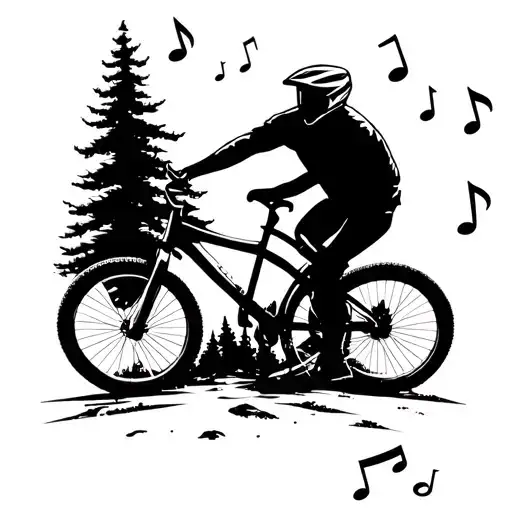 Mountain Bike With Music Note Simple
