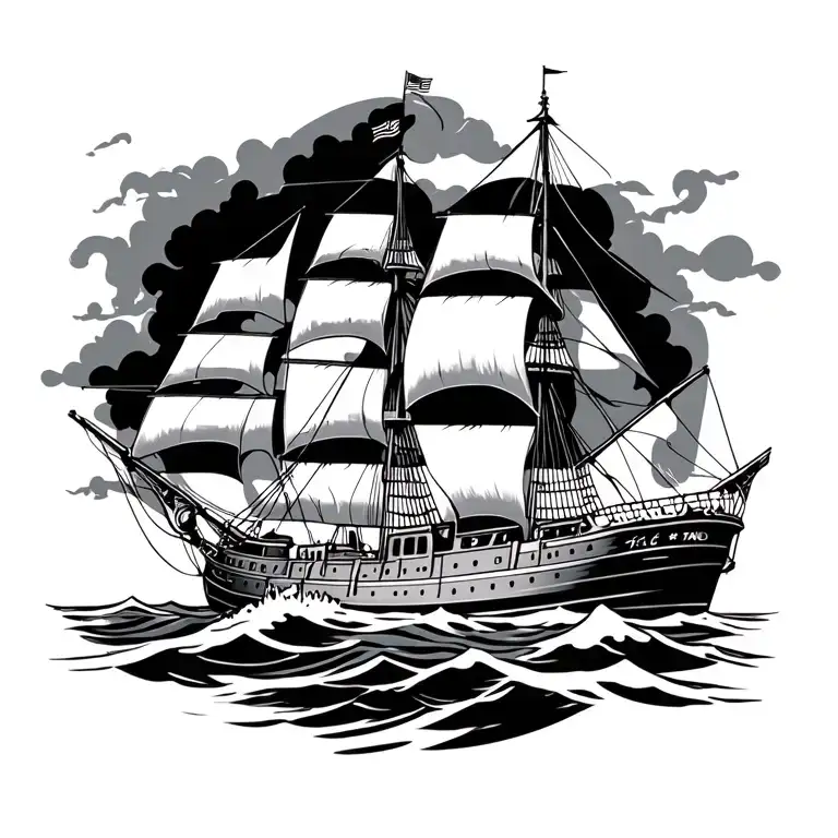 Old Navy Ship Sailing