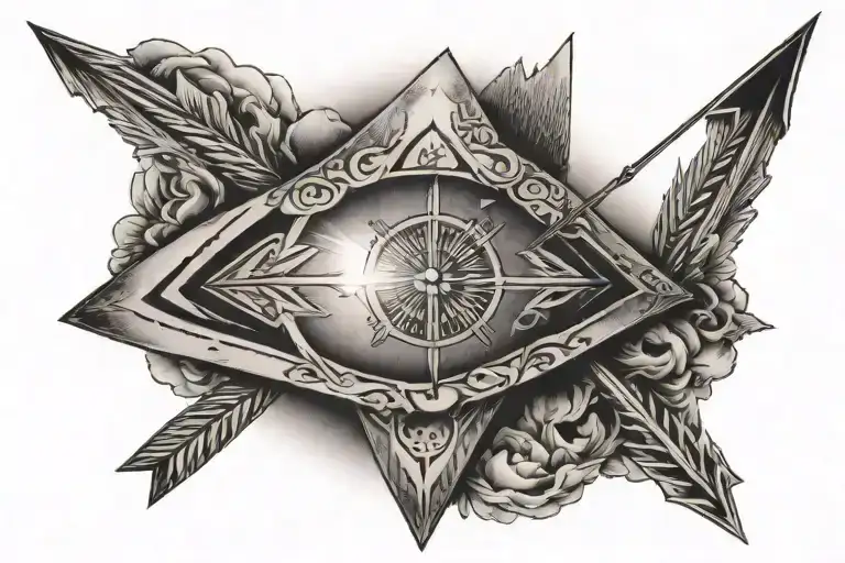 Masculine Arrow With Feminine Sunrise Behind The Arrowhead