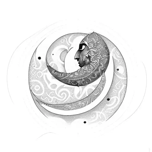 A Crescent Moon Made Of Intricate Geometric Patterns