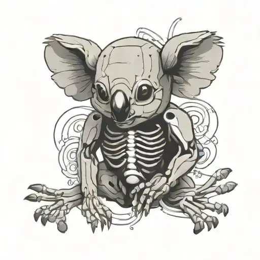 Robotic Koala With Skeleton Wings