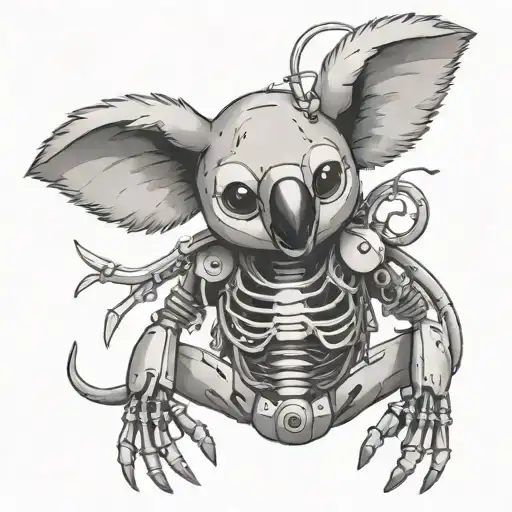 Robotic Koala With Skeleton Wings