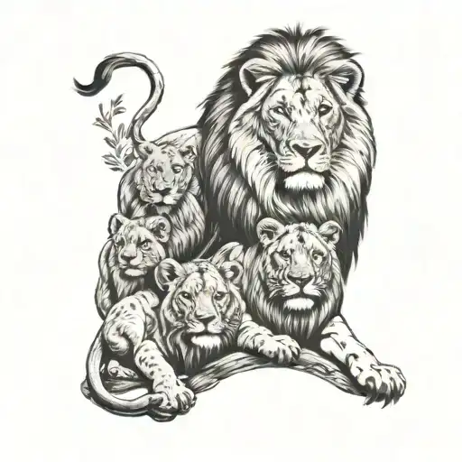 Lion Family Tattoo With Names