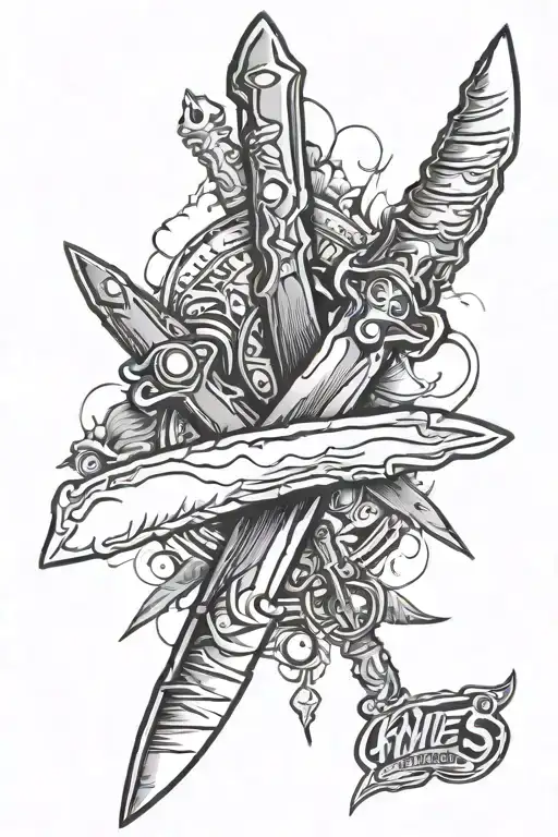 Two Knives Crossed Together Symbolizing Two Kids