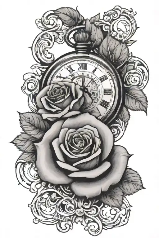 Rose With Pocket Watch