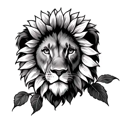 Sunflower And Lion Face