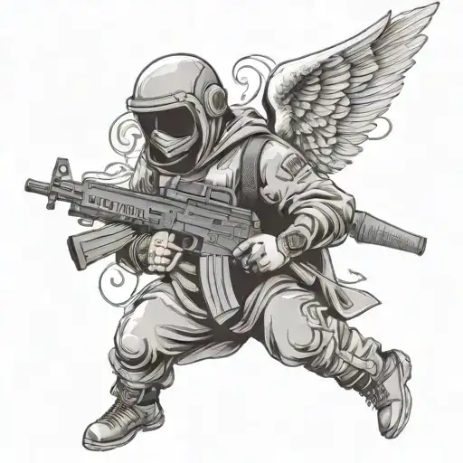 Angel Holding Ak47 Wearing Ski Mask