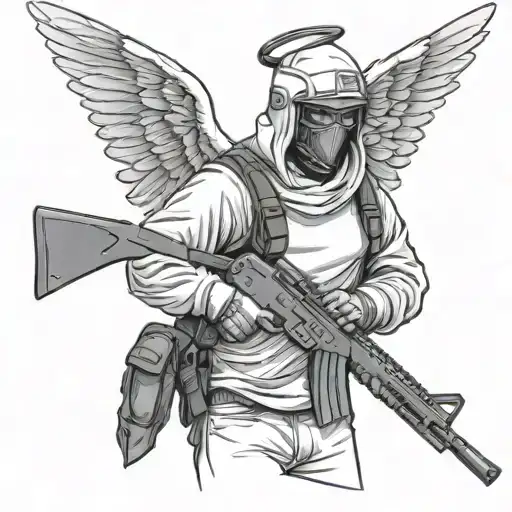 Angel Holding Ak47 Wearing Ski Mask