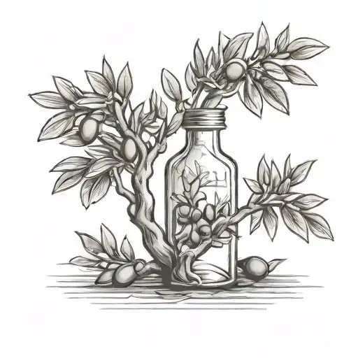 Olive Tree Growing Inside A Closed Bottle