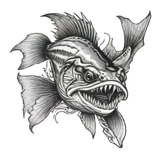 Barracuda Fish Realistic Action Tattoo Inspired