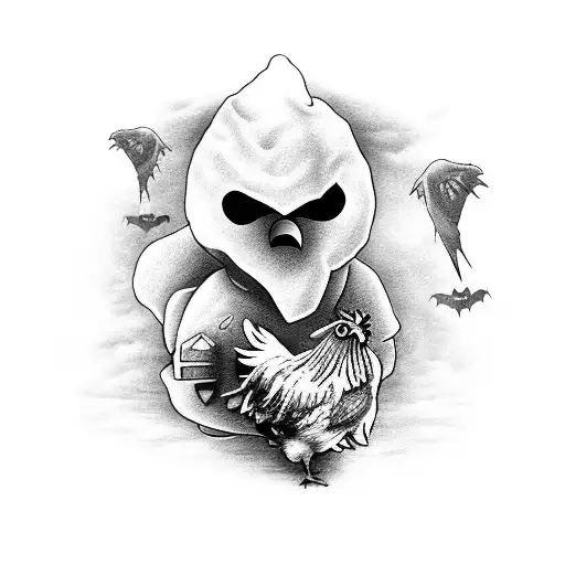 A Spooky Halloween Scene With A Black And Grey Haunted Spaceship And Chickens Dressed In Costumes