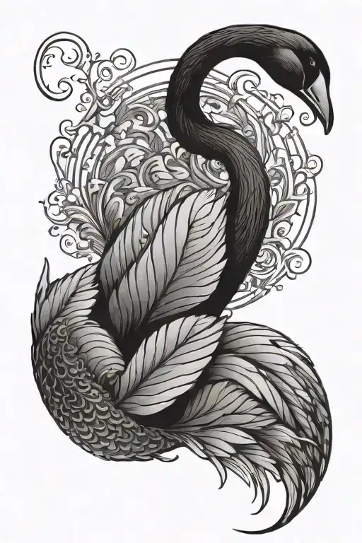 Black Swan With Large Shadow Over It