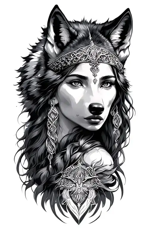 Freya Goddess With Wolf