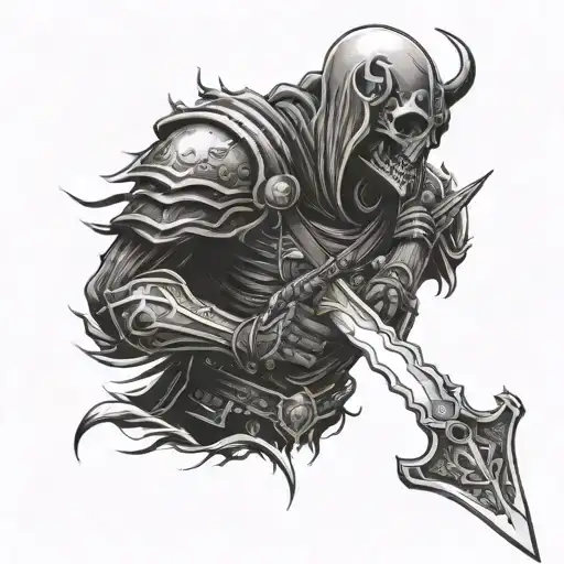 Death Knight Holding Sword Surrounded