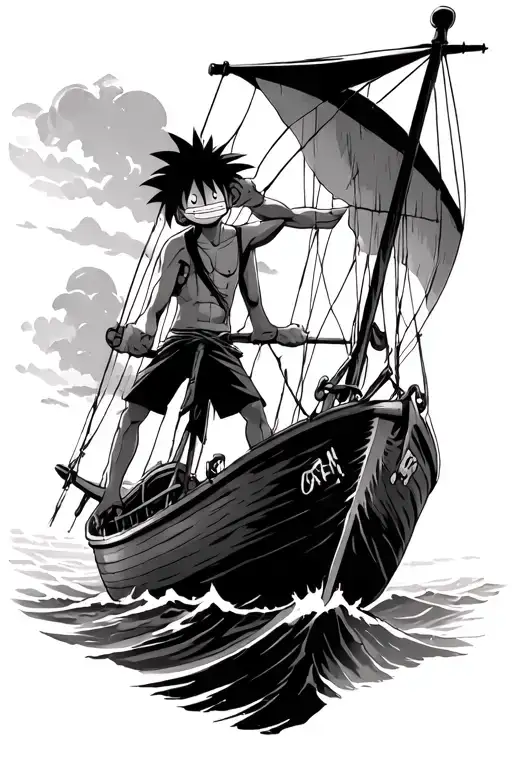 Onepiece Luffy Gear 5 And Luffy In The Boat Sailing