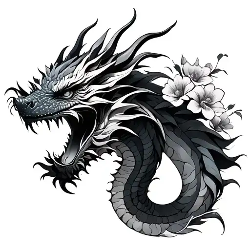 Dragon With Flowers
