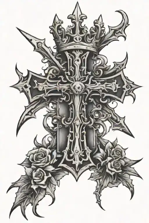 Cross With Thorn Crown