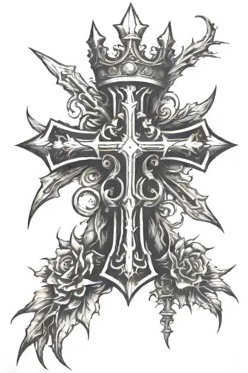 Cross With Thorn Crown