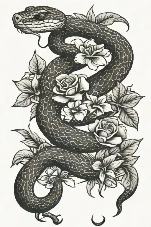 Snake With Flowers Medium Size