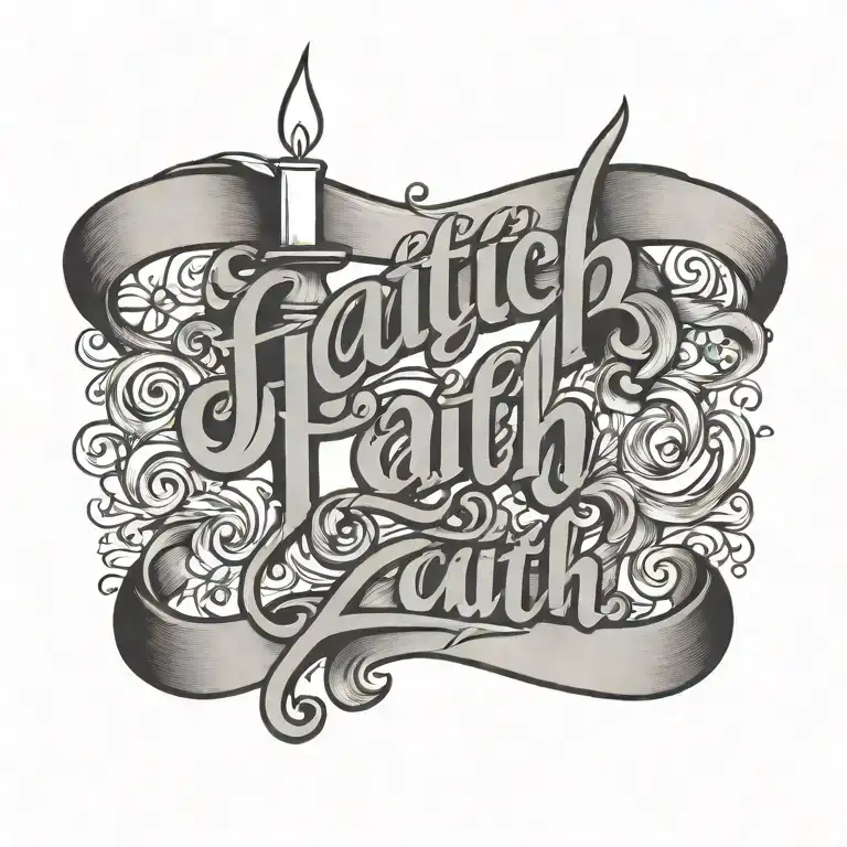 A Candle With Word Faith On The Side In Cursive