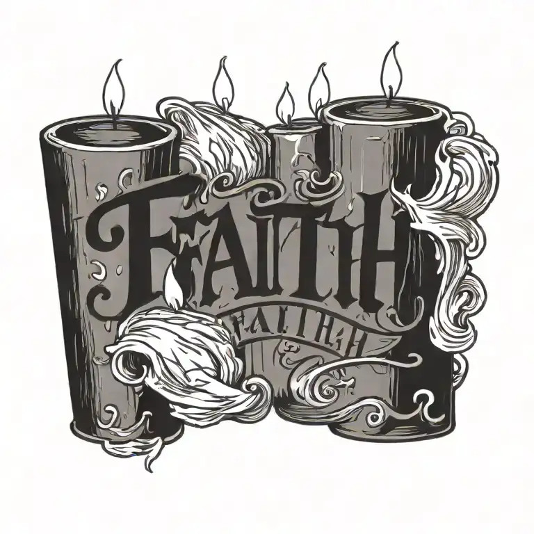 A Candle With Word Faith Engraved