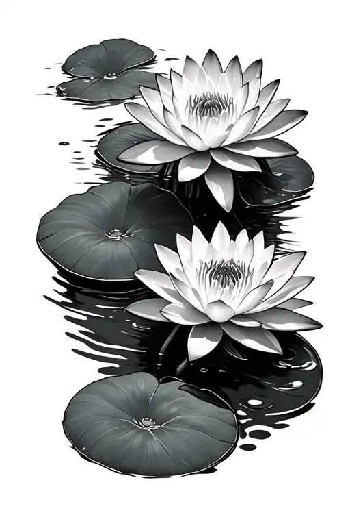 Water Lilies In A Long Rectangle Shape