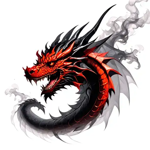 Red Dragon Black Smoke Background