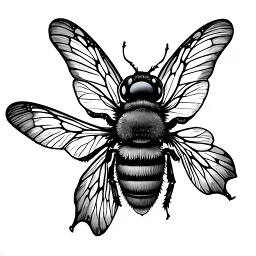 A Bee Surrounded With Butterfly Wings