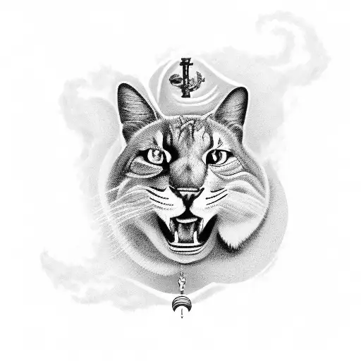 A Black-grey Tattoo Of A Veterinarian Symbol Intertwined With Sydney Landmarks