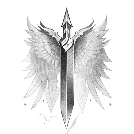 Winged Sword With Scroll