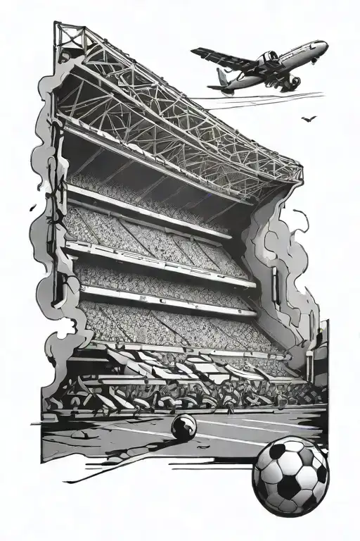 Create A Tattoo Of A Football Stadium With A Business-themed Twist