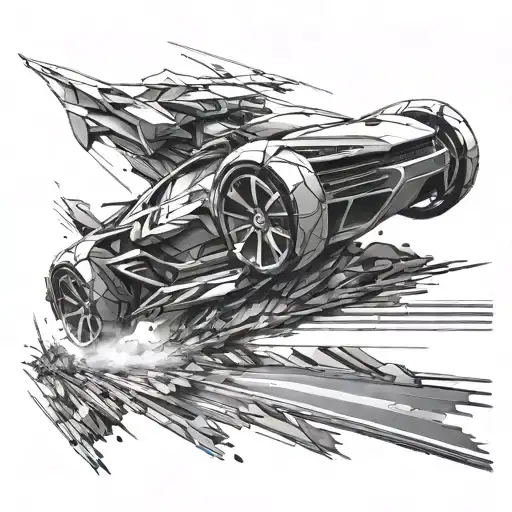 A Realistic 3D Rendering Of A Futuristic Car Speeding Down A Digital Highway