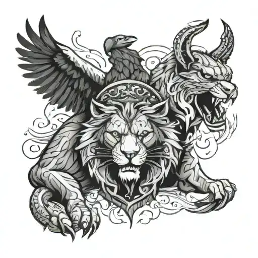 Leo And Panther And Eagle And Warrior