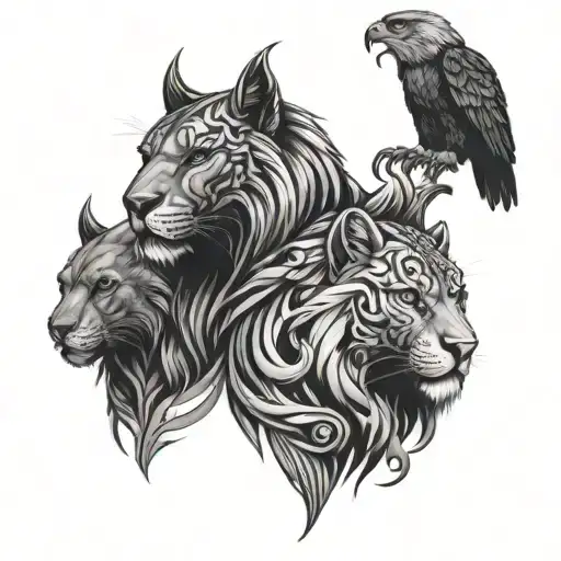 Leo And Panther And Eagle And Warrior