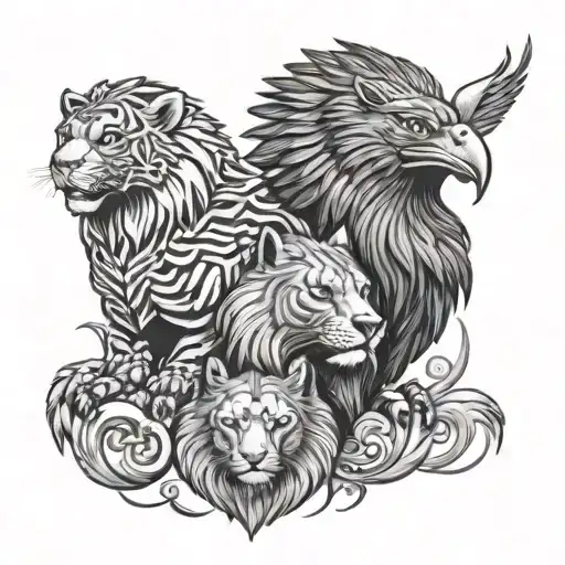 Leo And Panther And Eagle And Warrior