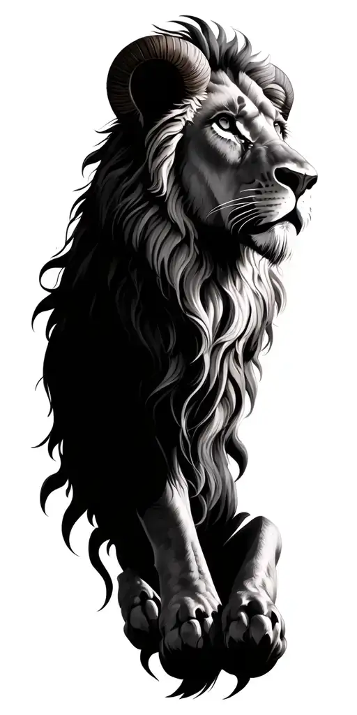 Lion And Aries Zodiac Sign Realistic