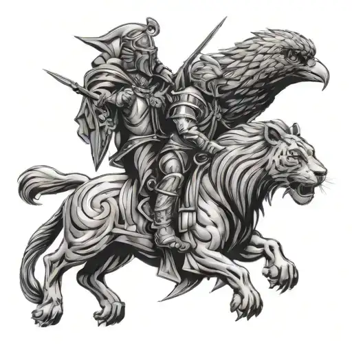 Leo And Panther And Eagle And Warrior Knight