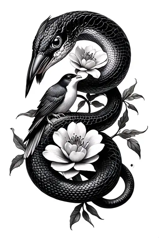Snake Flowers Birds