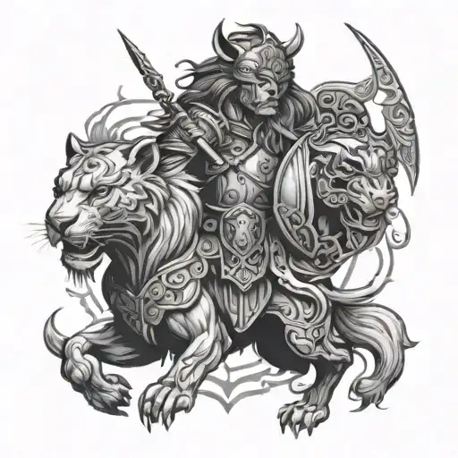 Leo And Panther And Eagle And Warrior Knight